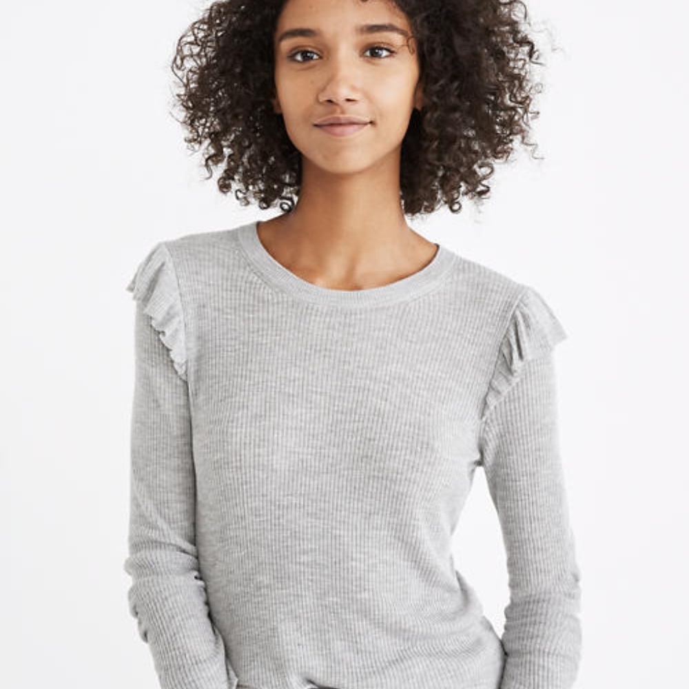Madewell Ruffle-Sleeve Pullover Sweater